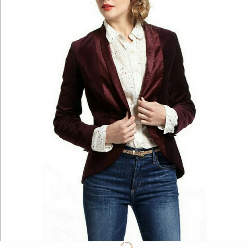 Anthropologie Velvet Equestrian blazer